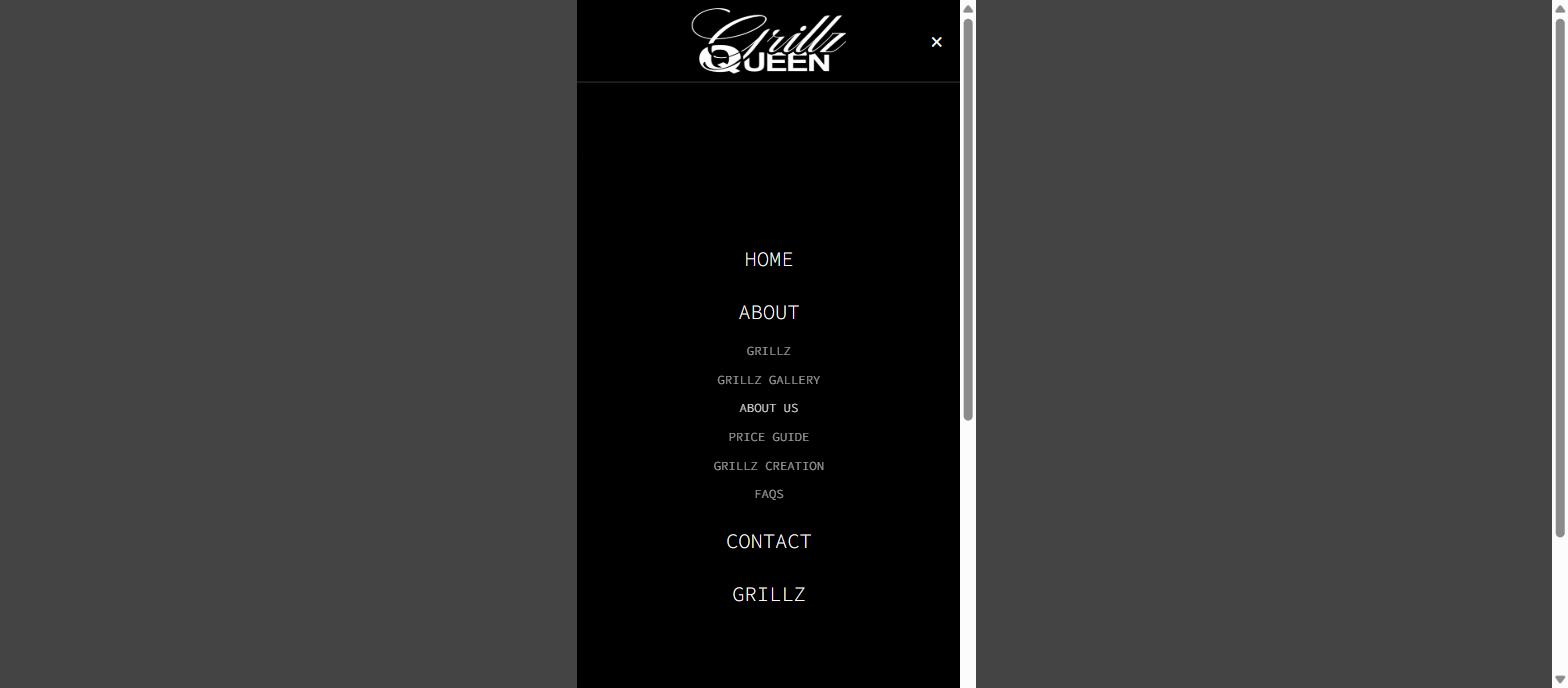 Mobile navigation menu with the About accordion expanded